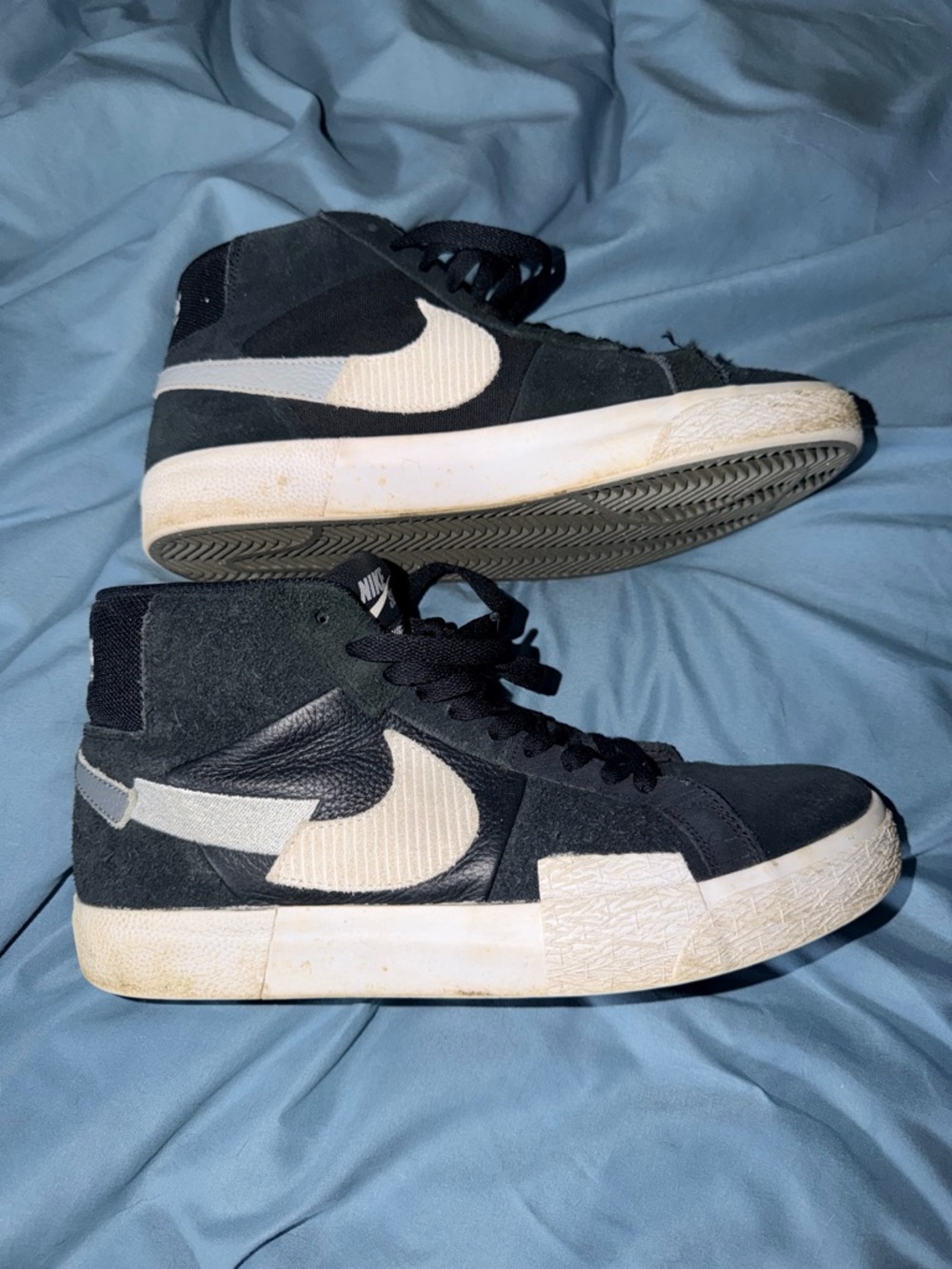 Nike Black High-Top Blazers with White/Gray Swoosh Accent